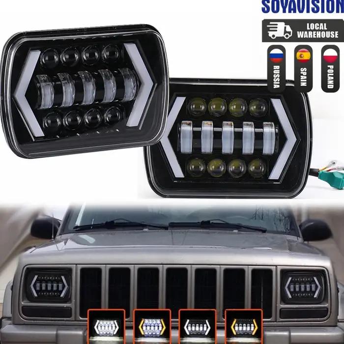 90W 7x6 ''5X7" phare LED étanche blanc DRL ambre clignotant pour Jeep YJ Cherokee XJ camions H4 phar