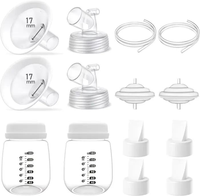 Pièces de tire-lait complètes avec brides ovales à jante souple et connecteur de Base à large bouche