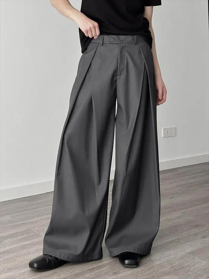 Pantalon décontracté streetwear à jambe large pour homme, style Harajuku, coupe évasée, noir, de hau