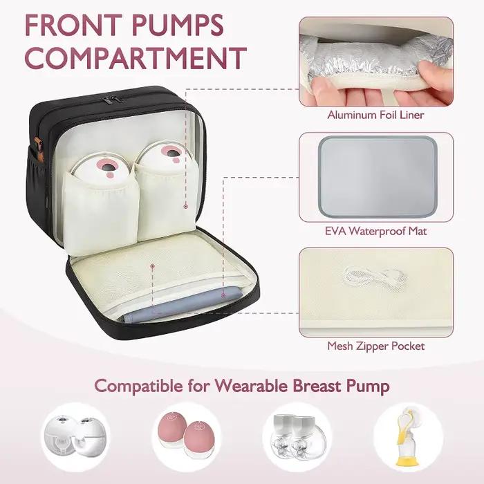 Sac de tire-lait détachable avec compartiment glace - sac de voyage portable pour lait maternel réfrigéré