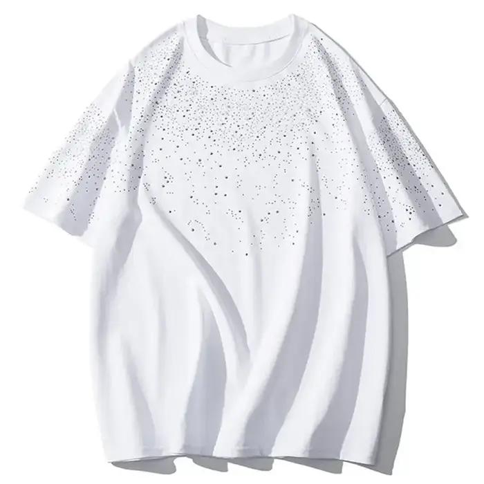 Été strass Rivet T-shirt pour hommes vêtements col rond T-shirt style décontracté mode haute rue 202