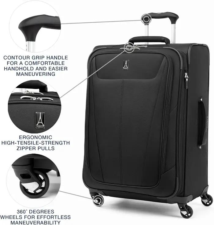 Bagage extensible Travelpro Maxlite 5 Softside avec 4 roulettes, valise légère, pour hommes et femme