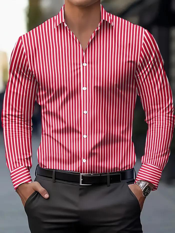 Chemise d'affaires décontractée pour hommes, boutonnée, manches longues, chemise de bureau formelle