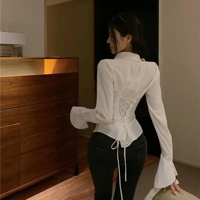 Gidyq mode femmes chemises de pansement coréen tout Match Streetwear femme mince Blouse printemps dé