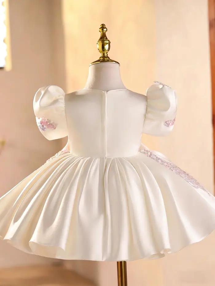 KLFLGD Robe de demoiselle d'honneur en satin brodée, faite à la main, robe de mariée, robe de soirée