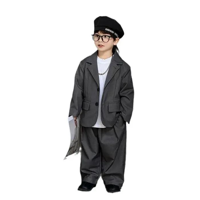 Ensembles de blazers décontractés pour garçons, veste et pantalon gris adt, uniformes de mariage tre