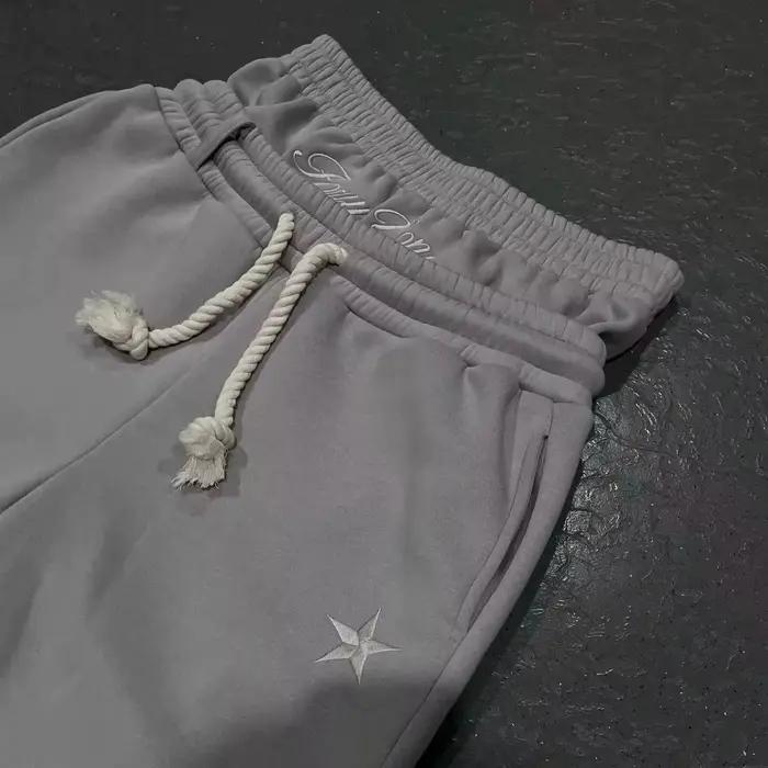 Harajuku – pantalon de survêtement ample à Double taille Y2K, couleur unie américaine, lettres brodé