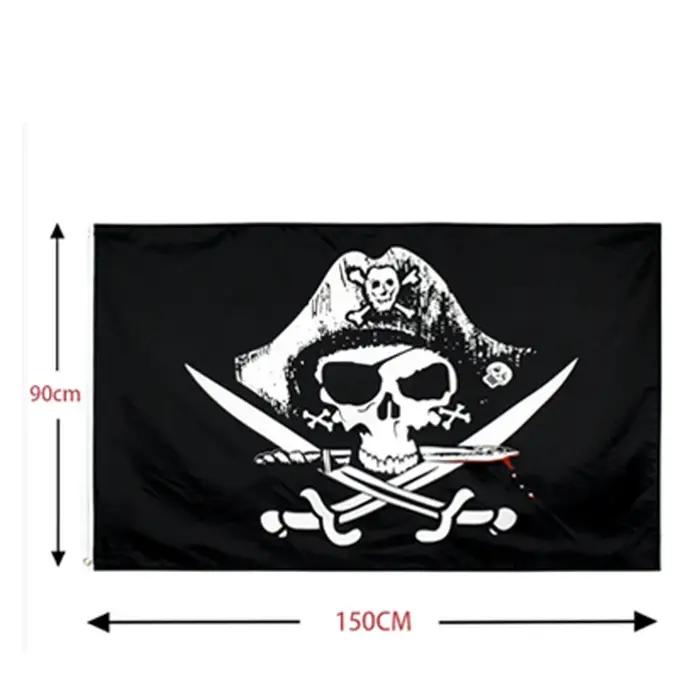 Une pièce 90*150CM Polyester Pirate singe D. Luffy crâne drapeau une pièce chapeau de paille pirates