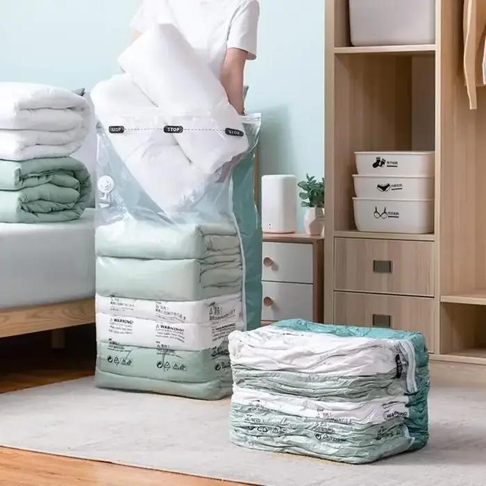 Grands sacs de rangement en plastique, lot de 3 à 5 pièces, sans pompe, sous vide, pour ranger les v