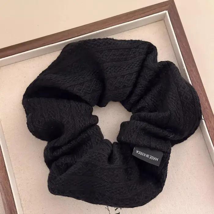 Élastique à cheveux volumineux style vintage pour femmes, motif tricoté, accessoire de mode pour che