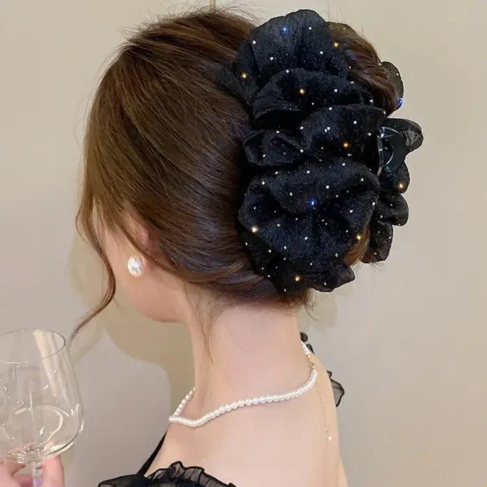 Pinces à cheveux avec nœud en maille pour femmes, accessoires pour cheveux féminins, ornement de che