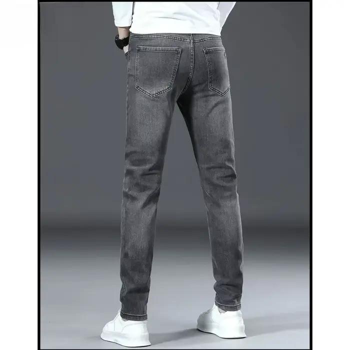 Jean pour homme, coupe slim élastique, jambe droite légère, denim haut de gamme, pantalon long en de