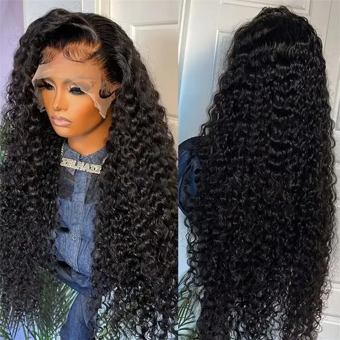 Perruque Lace Front Wig Naturelle Bouclée, Cheveux Humains, Deep Wave, HD, 13x6, 13x4, 30 Pouces, po