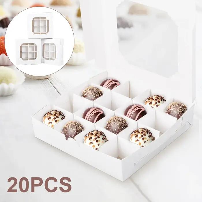 Boîtes à bonbons blanches vides avec Inserts, fenêtre transparente et séparateur pour chocolat sucré