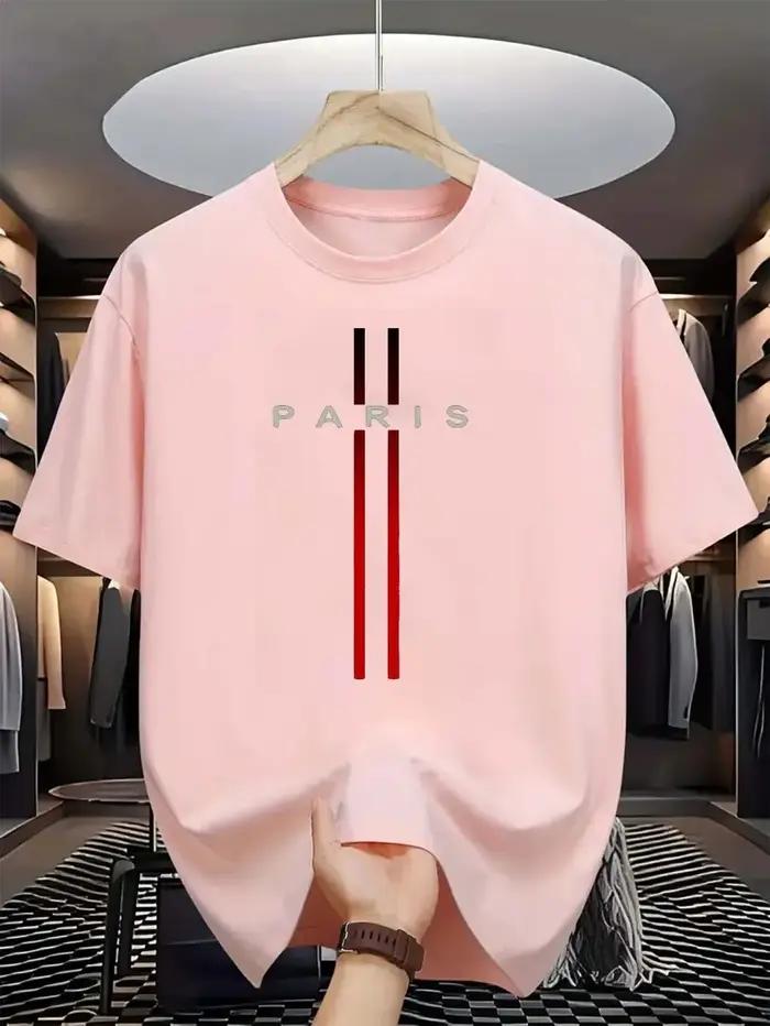 T-shirt col rond pour hommes, nouveau tissu polyester, confortable et respirant, motif imprimé de le