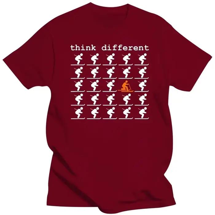 T-shirt de ski unisexe à manches courtes, Think Different, Telemark Ski, Free your Heel, Top Quality