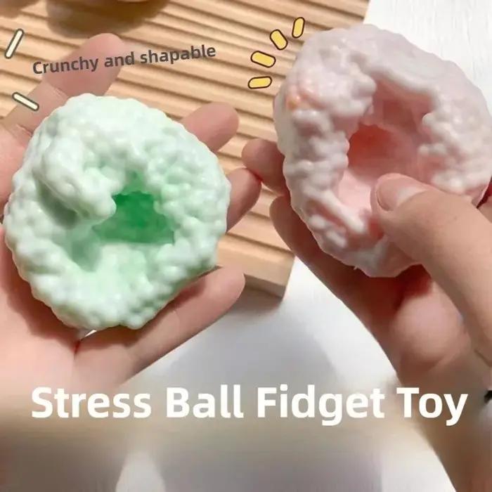 Balle anti-stress Squishy crocante, jouet sensoriel à double texture pour soulager l'anxiété, exerci