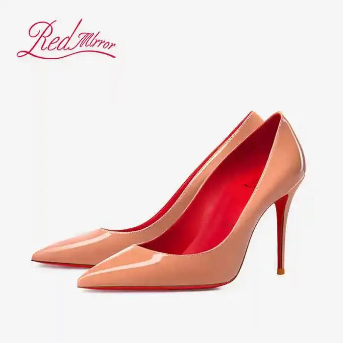 Couleur nue talons hauts rouge brillant bas femme élégante talon luxe bout pointu sexy pompes concep