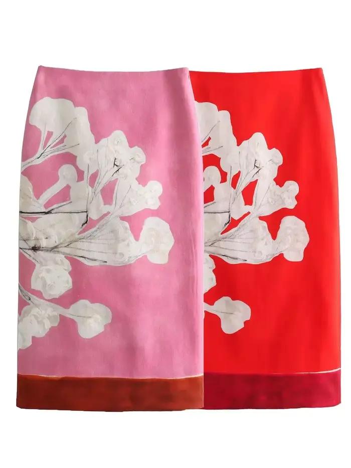 XNWMNZ – jupe crayon en lin mélangé pour femmes, taille haute, fermeture éclair, imprimé floral cont