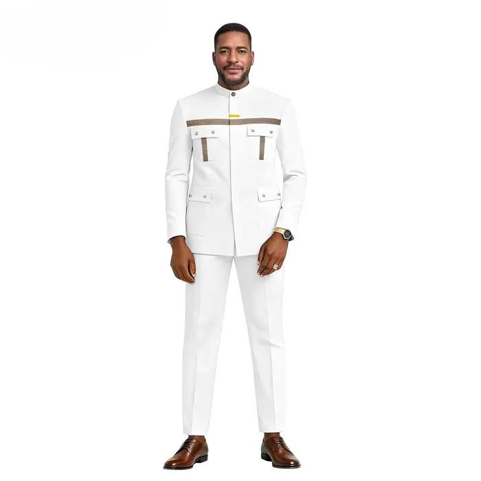 Nouvel ensemble deux pièces décontracté et coloré pour homme africain, coupe ajustée - Costume pour
