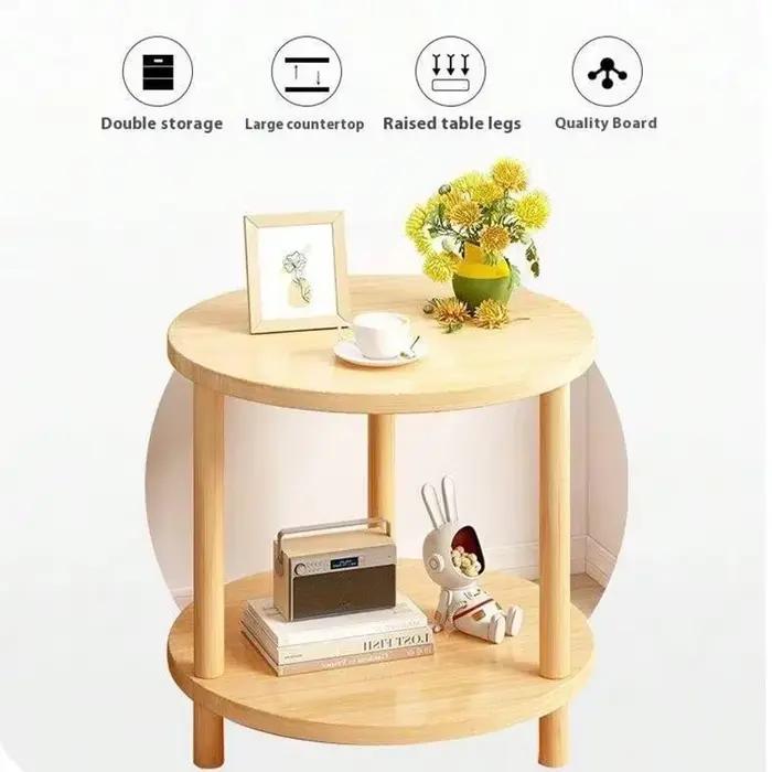 Table de chevet ronde et carrée moderne en bois, Double couche, pour la maison, le bureau, la chambr