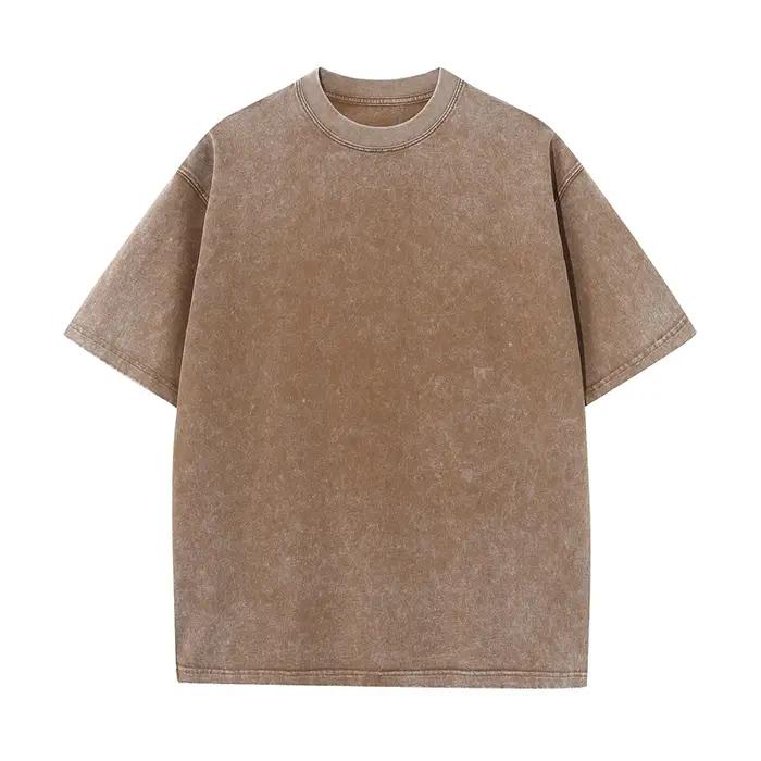T-shirt d'été pour hommes 230G coton lourd Vintage lavé T-Shirts surdimensionné à manches courtes en