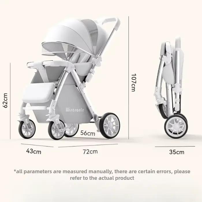 Poussette légère réversible 2 en 1 avec siège convertible haut de gamme et design compact pliable po