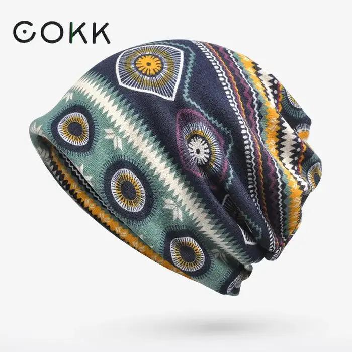 COKK – Bonnet de protection en coton pour femme et homme, style Vintage, élastique et extensible, id