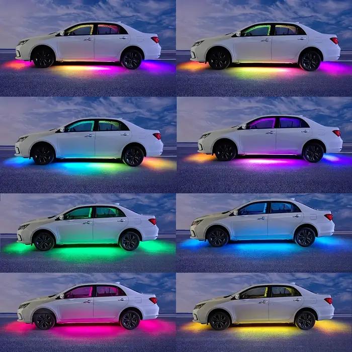 Bande lumineuse LED RGB Flexible pour voiture, 12V, lumière ambiante sous le corps, avec contrôle pa
