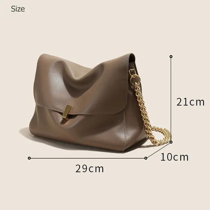 Sac à bandoulière en cuir De vache véritable pour femmes, sac à main tendance avec chaîne, grande ca