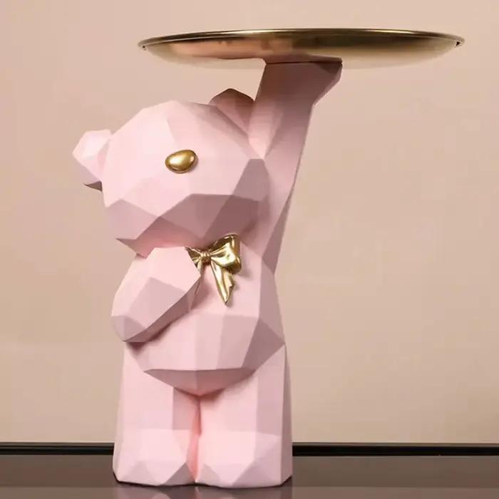 Statue d'ours géométrique en résine, décoration de table, décor d'artisanat d'entrée, bureau, café,