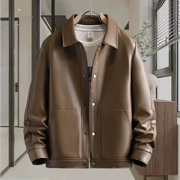 Cette veste d'automne à col montant de haute qualité la plus vendue est une veste en cuir décontract