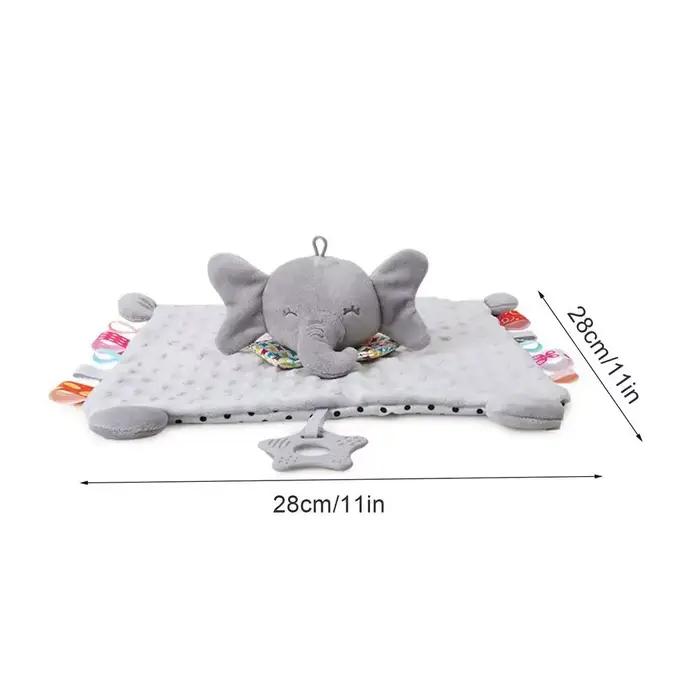 PANGDUBE – couverture de sécurité pour bébé, jouet en peluche éléphant avec hochet, anneau de dentit