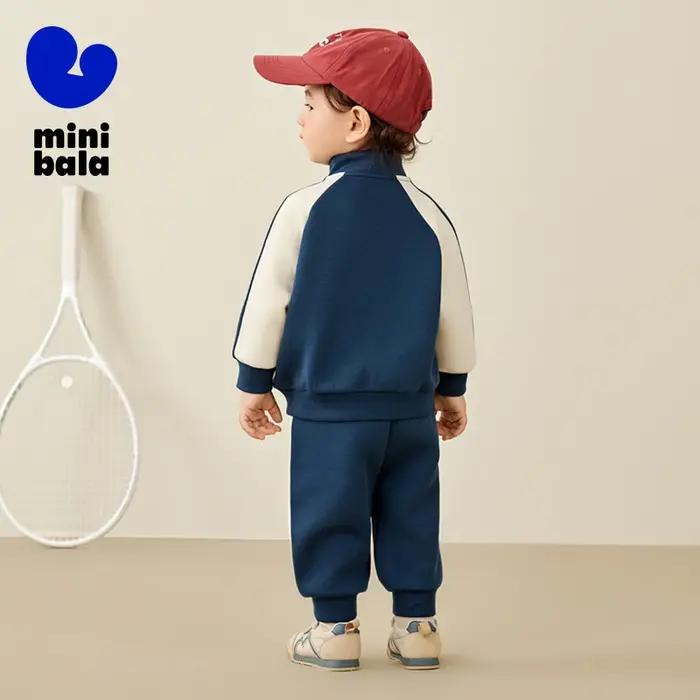 Ensemble deux pièces de style sportif vintage pour enfants, mini bala unisexe, manches longues, cari