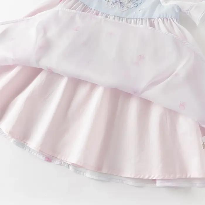 Robes d'été brodées pour enfants Dave Bella, robe en maille pour filles avec sac, style chinois, élé