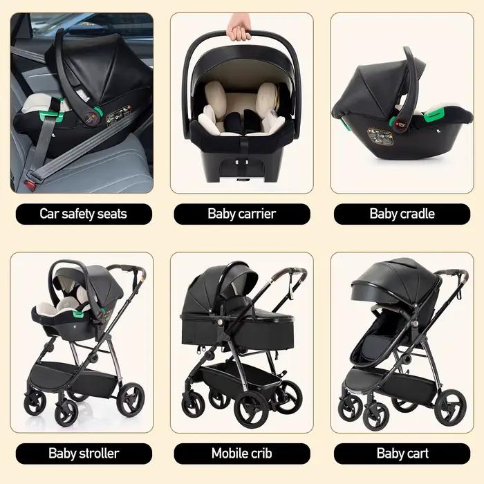Poussette 3 en 1 pour bébé, poussette de voyage luxueuse et portable, poussette pliable haute, cadre
