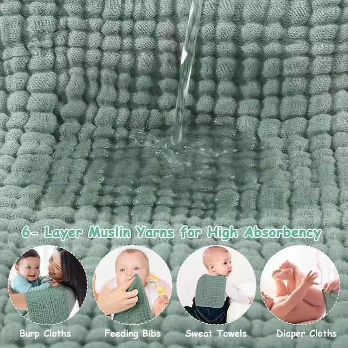 Bavoirs en coton mousseline 6 couches pour bébé protection rot et dentition lot de 5 usage multiple occasions spéciales