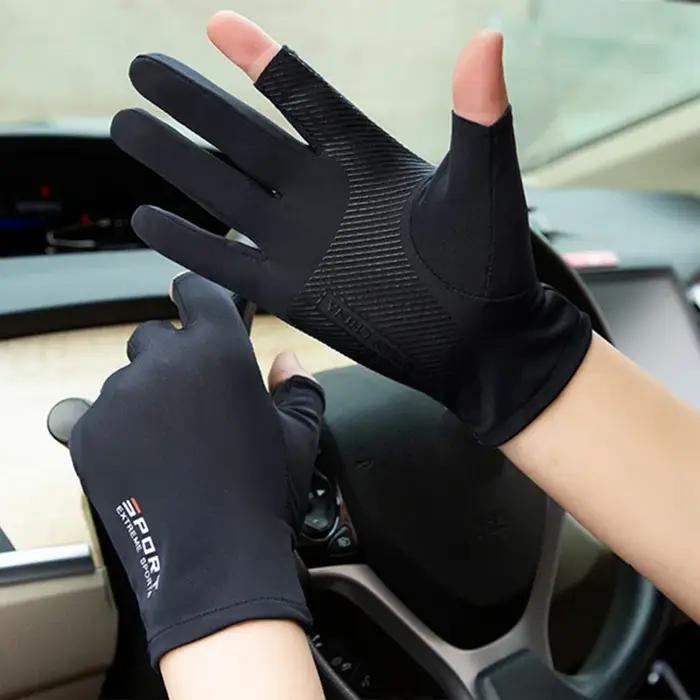 Gants de cyclisme antidérapants en soie glacée pour hommes et femmes, Sports de plein air d'été, Fit