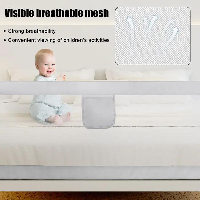 Barrière de Lit de Protection Anti-Chute Réglable en Hauteur de 70 à 100 cm pour Enfant Filet Aéré S