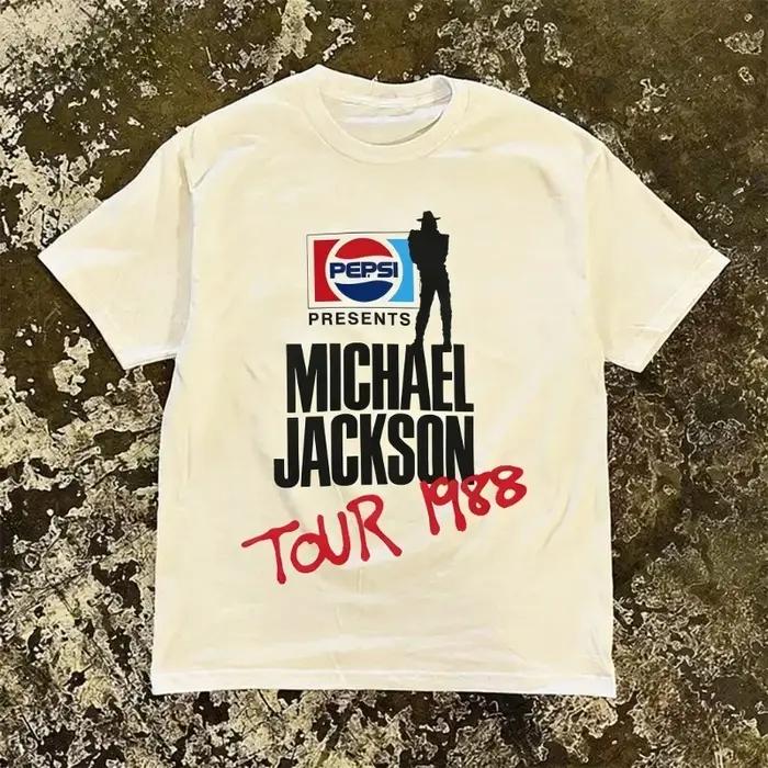 T-shirt streetwear imprimé Michael Jackson Tour 1988, respirant, confortable, de haute qualité, styl