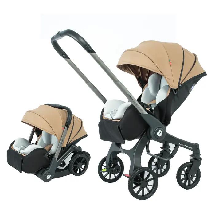 Poussette 4 en 1 UE en Stock multifonctionnelle pliable avec siège auto et landau portable