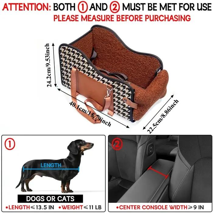 Siège rehausseur pour animaux de compagnie accoudoir voiture console centrale transport sécuritaire petit chien usage voyage maison