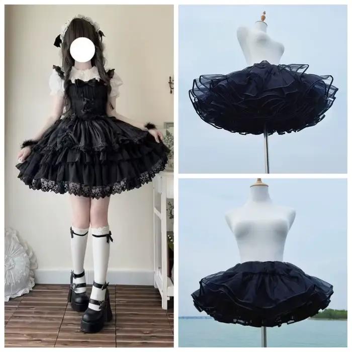 Jupon Crinoline désossé Lolita noir Ultra Poof, jupe courte en maille douce, sous-jupe de vol pour S