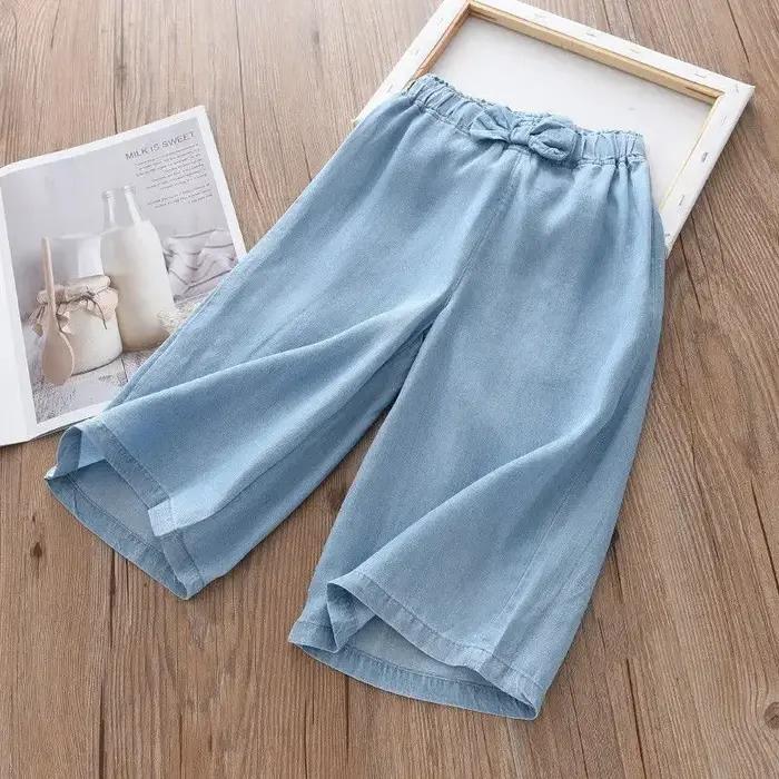 2025 nouvelle mode enfants pantalons à jambes larges été décontracté mince en mousseline de soie pan