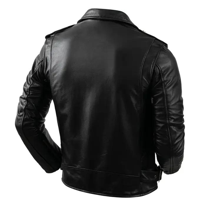 Veste en cuir de vachette véritable pour hommes, manteau de motard, vêtements d'équitation, mode aut