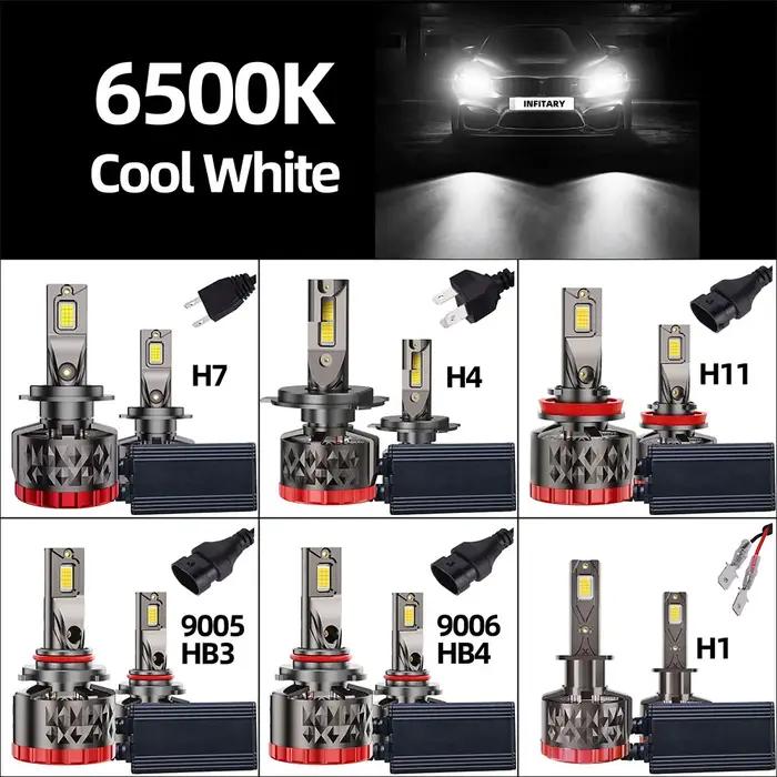 Infitary H7 H4 LED phare de voiture 250W CANBUS ampoule H8 H9 H11 HB3 9005 HB4 9006 62000LM lampe Double Tube de cuivre