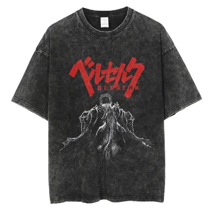 Hip Hop hommes Streetwear T-Shirt rétro Vintage lavé Anime graphique T-Shirt hommes Harajuku coton d