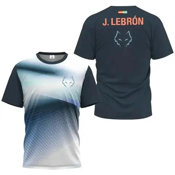 Été nouveaux hommes badminton et tennis de table dégradé rayé imprimé respirant col rond T-shirt en