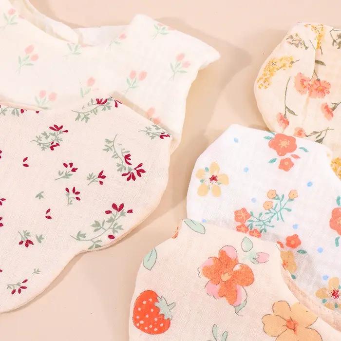 Bavoirs bandana coréen 5 pièces coton pastoral floral - Serviettes salive bébé garçon fille nouveau-né