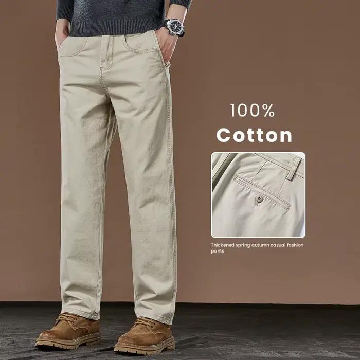 100% coton pantalons droits décontractés automne nouvelle mode ample confortable épaissi pantalons d
